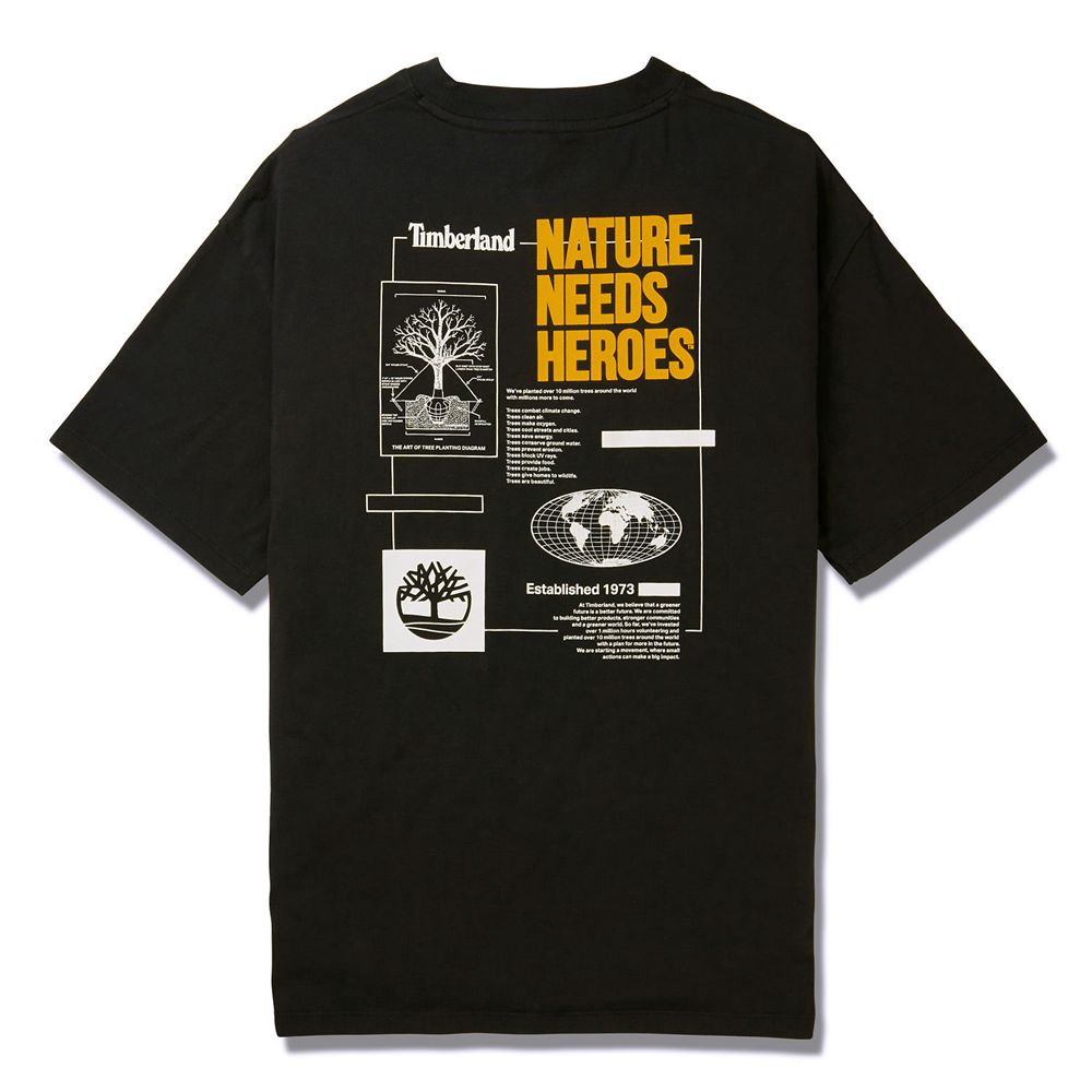 Camisetas Masculino - Timberland Heritage Short-Sleeve Back-Print Graphic - SIGHB1583 - Pretas